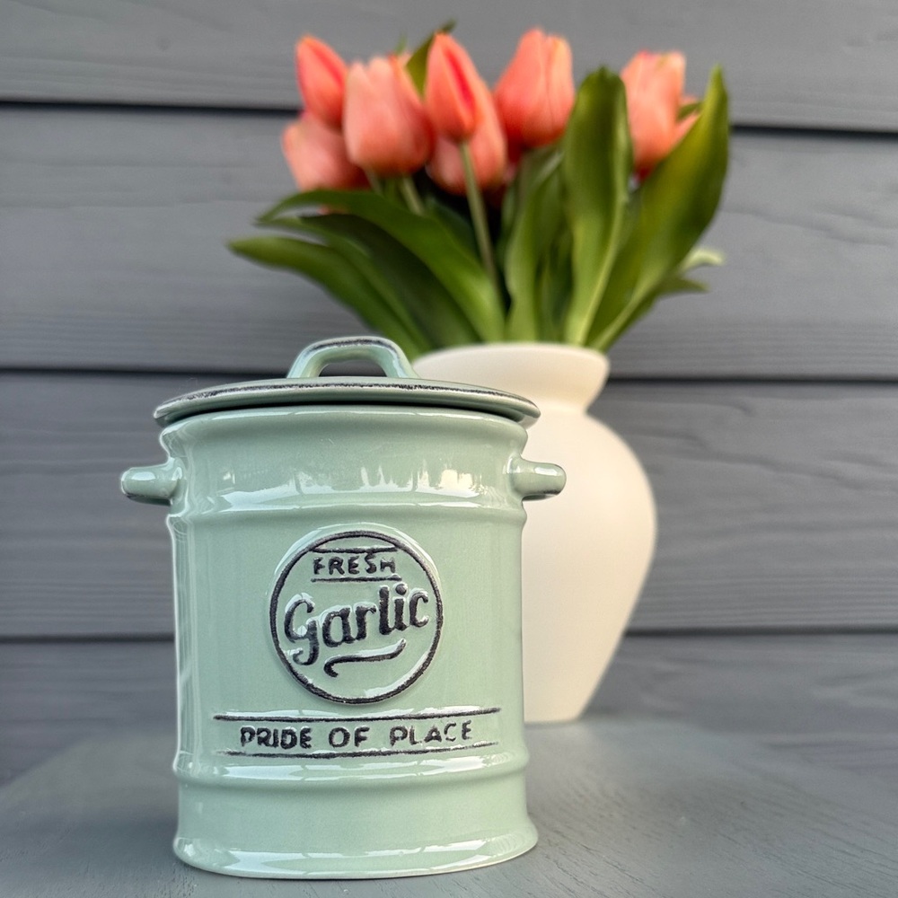 Mint Green Garlic Storage Jar